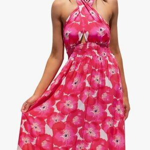 ZESICA PINK FLORAL HALTER DRESS WOMEN'S SIZE M